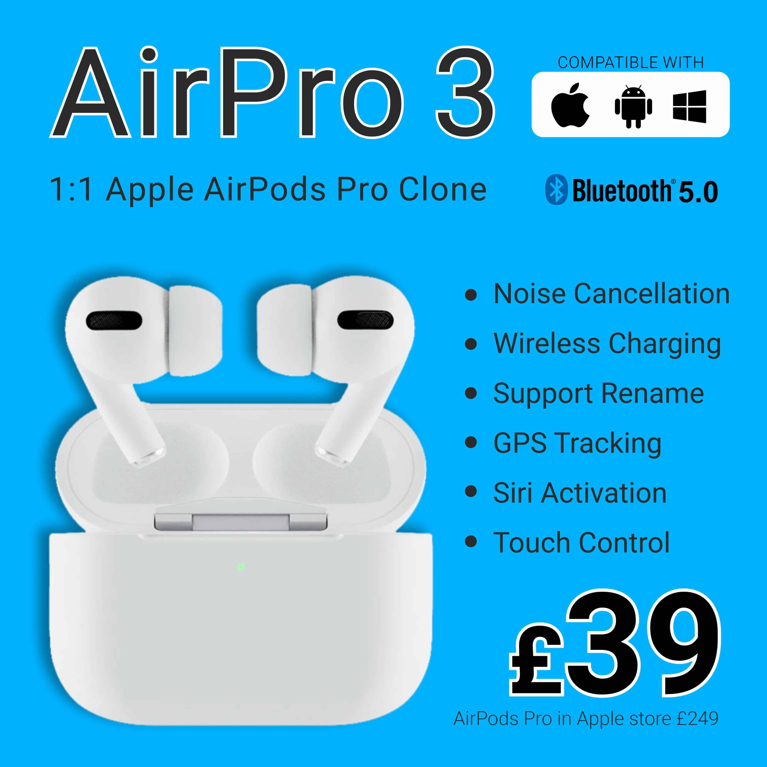 Read more about the article Air Pro 3 Wireless Earbuds (Airpods Pro Super Copy) for iPhone and Samsung, etc…