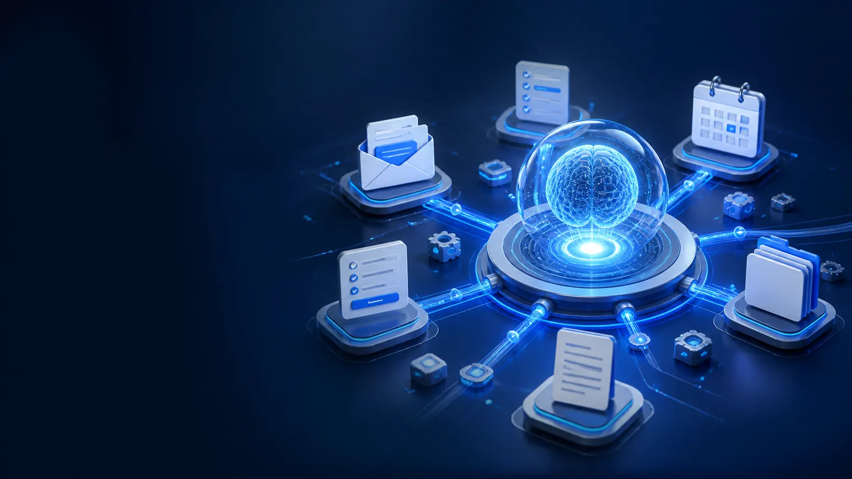 AI automation system coordinating forms, email, documents and business tasks