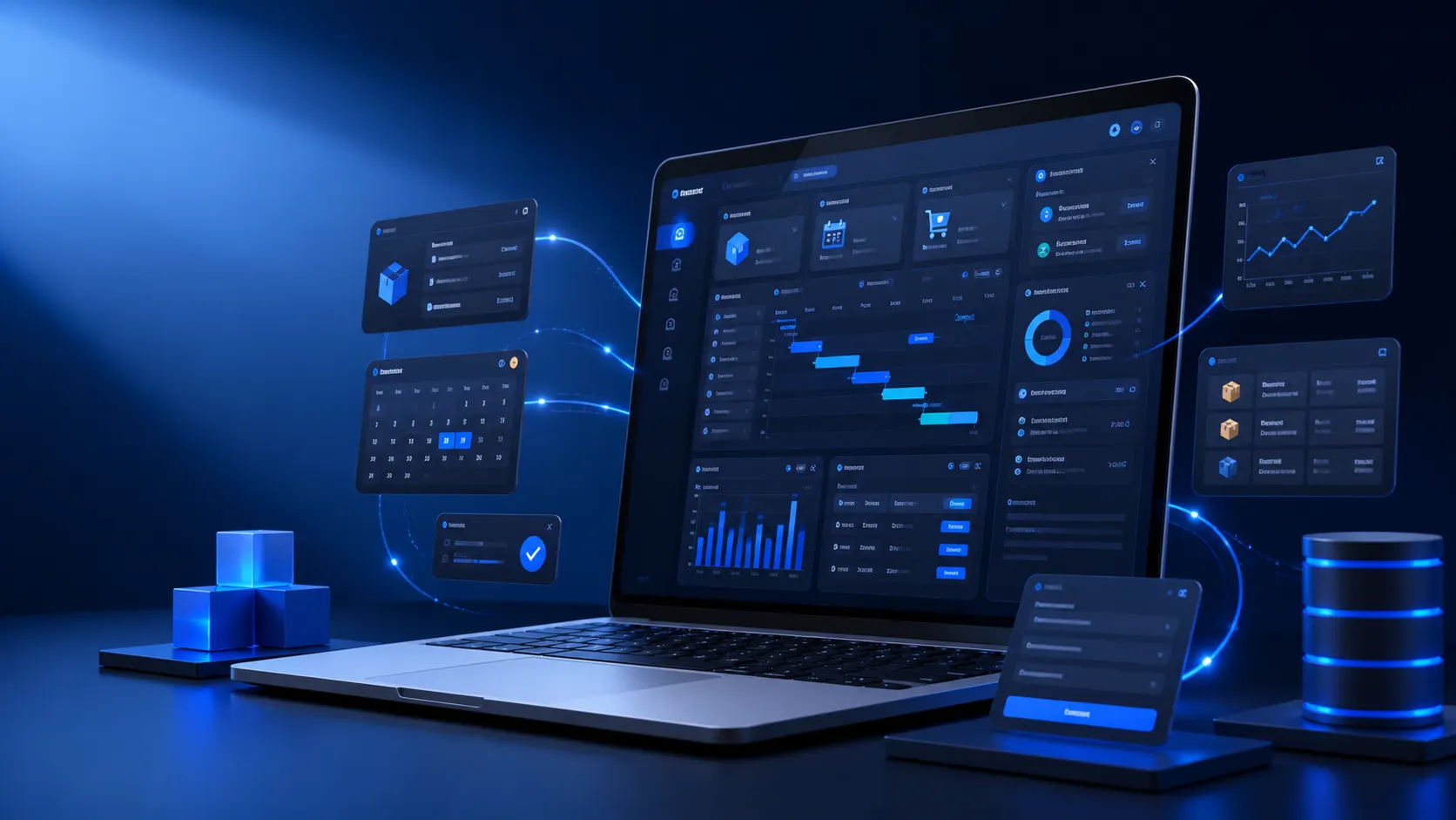 Custom business software dashboard with tailored operational tools