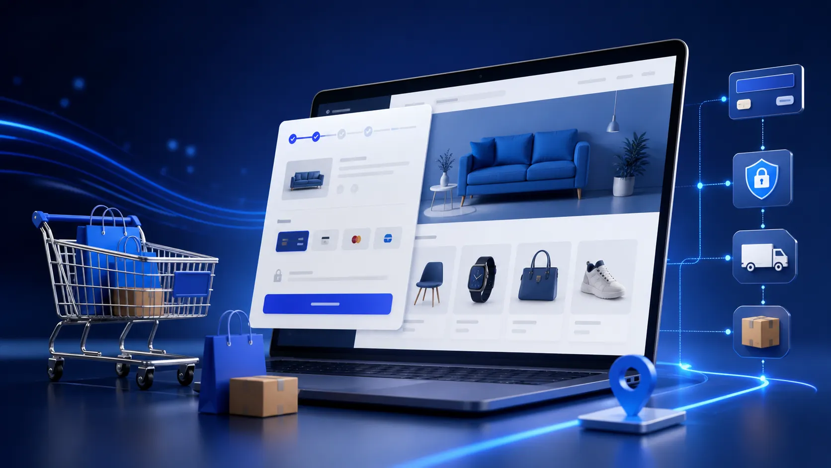 E-commerce website with product catalog, secure checkout and fulfillment workflow