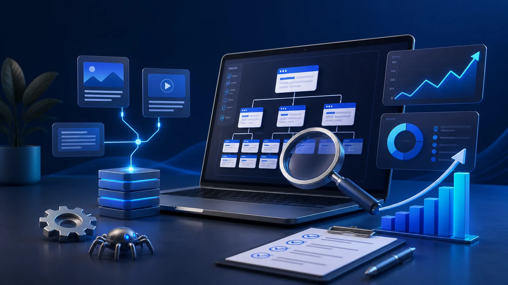 SEO workspace showing site architecture, content optimization and search visibility