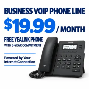 $19.99 monthly business VoIP phone line with free Yealink phone and three-year commitment