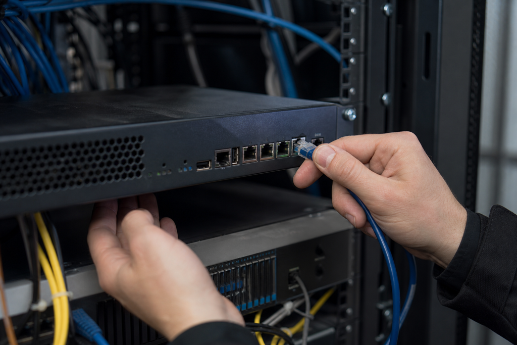 Technician isolating a network appliance in a server rack