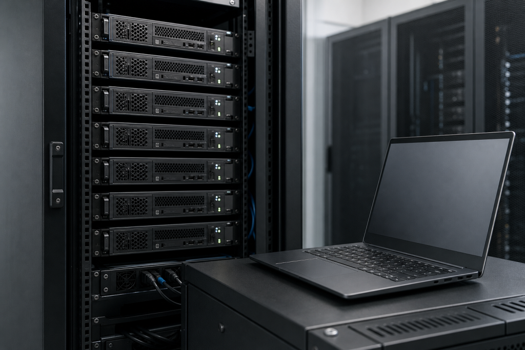 Edge servers and an ARM laptop used for CPU-based model inference.